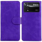 For Xiaomi Poco X4 Pro 5G Skin Feel Pure Color Flip Leather Phone Case(Purple) - 1