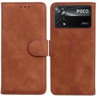 For Xiaomi Poco X4 Pro 5G Skin Feel Pure Color Flip Leather Phone Case(Brown) - 1