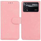 For Xiaomi Poco X4 Pro 5G Skin Feel Pure Color Flip Leather Phone Case(Pink) - 1