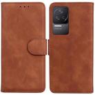 For Xiaomi Redmi K50 / K50 Pro Skin Feel Pure Color Flip Leather Phone Case(Brown) - 1