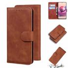 For Xiaomi Redmi Note 10 4G / Note 10s Skin Feel Pure Color Flip Leather Phone Case(Brown) - 1