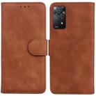 For Xiaomi Redmi Note 11 Pro 5G / 4G Foreign Version Skin Feel Pure Color Flip Leather Phone Case(Brown) - 1