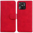 For Xiaomi Redmi 10C Skin Feel Pure Color Flip Leather Phone Case(Red) - 1