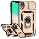 For iPhone XR Sliding Camshield Holder Phone Case(Gold) - 1