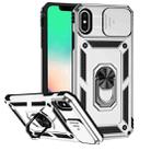 For iPhone XS Max Sliding Camshield Holder Phone Case(Silver) - 1