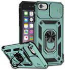 For iPhone SE 2022 / SE 2020 / 8 / 7 / 6 Sliding Camshield Holder Phone Case(Dark Green) - 1