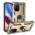 For Xiaomi Poco F3 Shockproof TPU + PC Phone Case with 360 Degree Rotating Holder(Gold) - 1