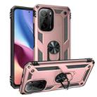 For Xiaomi Poco F3 Shockproof TPU + PC Phone Case with 360 Degree Rotating Holder(Rose Gold) - 1