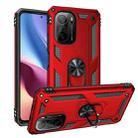 For Xiaomi Poco F3 Shockproof TPU + PC Phone Case with 360 Degree Rotating Holder(Red) - 1