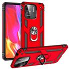 For Xiaomi Redmi 10C Shockproof TPU + PC Phone Case with 360 Degree Rotating Holder(Red) - 1