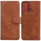 For ZTE Blade A52 Skin Feel Pure Color Flip Leather Phone Case(Brown) - 1