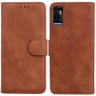 For ZTE Blade A72 / V40 Vita Skin Feel Pure Color Flip Leather Phone Case(Brown) - 1