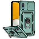 For Samsung Galaxy A02 Sliding Camshield Holder Phone Case(Dark Green) - 1