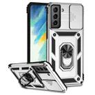 For Samsung Galaxy S21 FE 5G Sliding Camshield Holder Phone Case(Silver) - 1