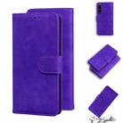 For Sony Xperia 1 III Skin Feel Pure Color Flip Leather Phone Case(Purple) - 1