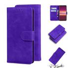 For Sony Xperia 5 Skin Feel Pure Color Flip Leather Phone Case(Purple) - 1