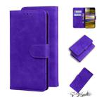 For Sony Xperia 10 Skin Feel Pure Color Flip Leather Phone Case(Purple) - 1