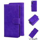 For Sony Xperia 10 III Skin Feel Pure Color Flip Leather Phone Case(Purple) - 1
