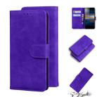 For Sony Xperia L3 Skin Feel Pure Color Flip Leather Phone Case(Purple) - 1