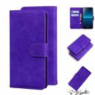 For Sony Xperia L4 Skin Feel Pure Color Flip Leather Phone Case(Purple) - 1