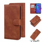 For Huawei Y6 2019 Skin Feel Pure Color Flip Leather Phone Case(Brown) - 1