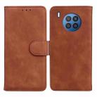 For Huawei nova 8i / Honor 50 Lite Skin Feel Pure Color Flip Leather Phone Case(Brown) - 1