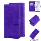 For Huawei P50 Skin Feel Pure Color Flip Leather Phone Case(Purple) - 1