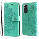 For Xiaomi Redmi Note 11 4G(Global)/Redmi Note 11s 4G(Global) 7-petal Flowers Embossing Pattern Horizontal Flip Leather Case(Green) - 1