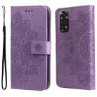 For Xiaomi Redmi Note 11 4G(Global)/Redmi Note 11s 4G(Global) 7-petal Flowers Embossing Pattern Horizontal Flip Leather Case(Light Purple) - 1