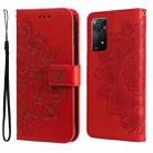 For Xiaomi Redmi Note 11 Pro 4G/Redmi Note 11 Pro 5G(Global)/Redmi Note 11E Pro 7-petal Flowers Embossing Pattern Horizontal Flip Leather Case(Red) - 1