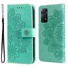 For Xiaomi Redmi Note 11 Pro 4G/Redmi Note 11 Pro 5G(Global)/Redmi Note 11E Pro 7-petal Flowers Embossing Pattern Horizontal Flip Leather Case(Green) - 1