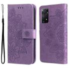 For Xiaomi Redmi Note 11 Pro 4G/Redmi Note 11 Pro 5G(Global)/Redmi Note 11E Pro 7-petal Flowers Embossing Pattern Horizontal Flip Leather Case(Light Purple) - 1