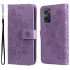 For OPPO Realme 9i / A36 4G / A76 4G(Global) 7-petal Flowers Embossing Pattern Horizontal Flip Leather Case(Light Purple) - 1