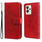 For OPPO Realme GT2 Pro 7-petal Flowers Embossing Pattern Horizontal Flip Leather Case(Red) - 1