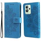 For OPPO Realme GT2 Pro 7-petal Flowers Embossing Pattern Horizontal Flip Leather Case(Blue) - 1