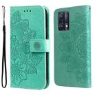 For OPPO Realme 9 Pro/Realme V25 7-petal Flowers Embossing Pattern Horizontal Flip Leather Case(Green) - 1