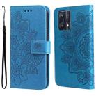 For OPPO Realme 9 Pro/Realme V25 7-petal Flowers Embossing Pattern Horizontal Flip Leather Case(Blue) - 1