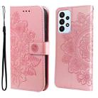 For Samsung Galaxy A23 /Galaxy M23/Galaxy F23 7-petal Flowers Embossing Pattern Horizontal Flip Leather Case(Rose Gold) - 1