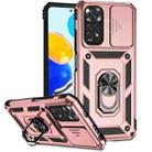 For Xiaomi Redmi Note 11 Global Sliding Camshield Holder Phone Case(Rose Gold) - 1