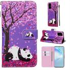 For Galaxy S20+ Colored Drawing Pattern Plain Weave Horizontal Flip Leather Case with Holder & Card Slot & Wallet&Lanyard(Cherry Blossom Panda) - 1