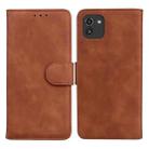 For Samsung Galaxy A03 164mm Skin Feel Pure Color Flip Leather Phone Case(Brown) - 1