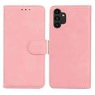 For Samsung Galaxy A13 4G Skin Feel Pure Color Flip Leather Phone Case(Pink) - 1