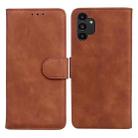 For Samsung Galaxy A13 4G Skin Feel Pure Color Flip Leather Phone Case(Brown) - 1