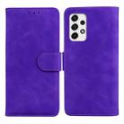 For Samsung Galaxy A73 5G Skin Feel Pure Color Flip Leather Phone Case(Purple) - 1