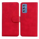 For Samsung Galaxy M52 5G Skin Feel Pure Color Flip Leather Phone Case(Red) - 1