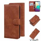 For Samsung Galaxy A02 / M02 Skin Feel Pure Color Flip Leather Phone Case(Brown) - 1