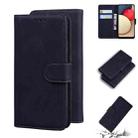 For Samsung Galaxy A02s 166.5mm Skin Feel Pure Color Flip Leather Phone Case(Black) - 1