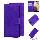 For Samsung Galaxy A12 5G Skin Feel Pure Color Flip Leather Phone Case(Purple) - 1