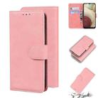 For Samsung Galaxy A12 5G Skin Feel Pure Color Flip Leather Phone Case(Pink) - 1