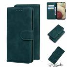 For Samsung Galaxy A12 5G Skin Feel Pure Color Flip Leather Phone Case(Green) - 1